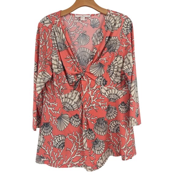 Boston Proper Coral Shell Print size XL Tunic Top new - Picture 1 of 5